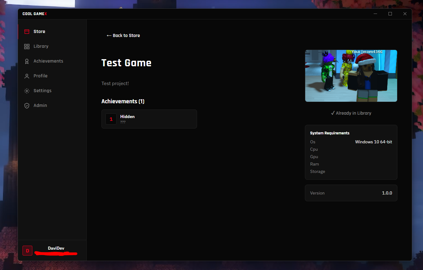 Cool GameX game page